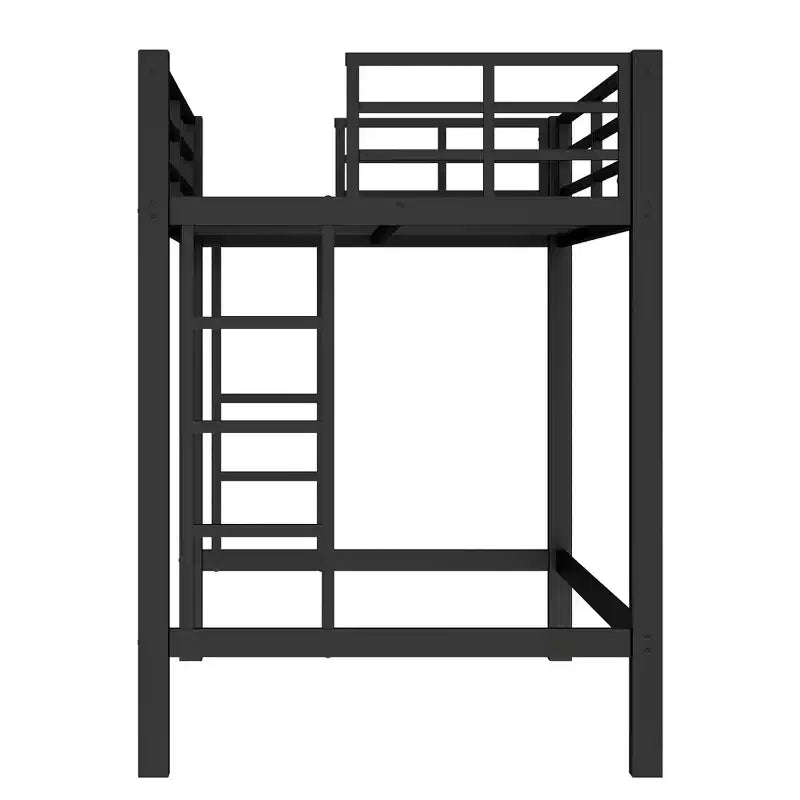 Letto a soppalco in metallo salvaspazio con doppia scaletta e ringhiere, nero - ModernLuxe