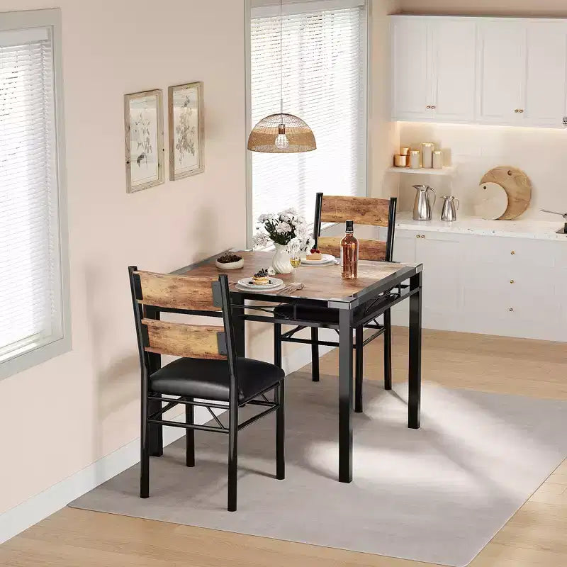 Set tavolo da pranzo per 4, con 4 sedie imbottite, set da 5 pezzi tavolo da cucina e sala da pranzo in legno con protezione angolare per cucina, appartamento, piccoli spazi