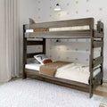 Letto a castello in legno massello Plank+Beam, stile rustico, singolo su singolo, per adulti