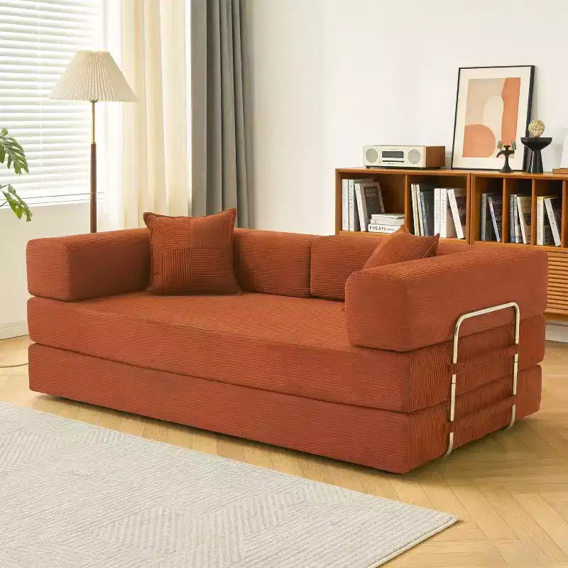 Dyonery 78Divano Letto Pieghevole Convertibile in Corduroy King Size Divano Letto a Pavimento Combinazione 4-in-1 Divano Modulare Componibile Divano Comodo Pieghevole.