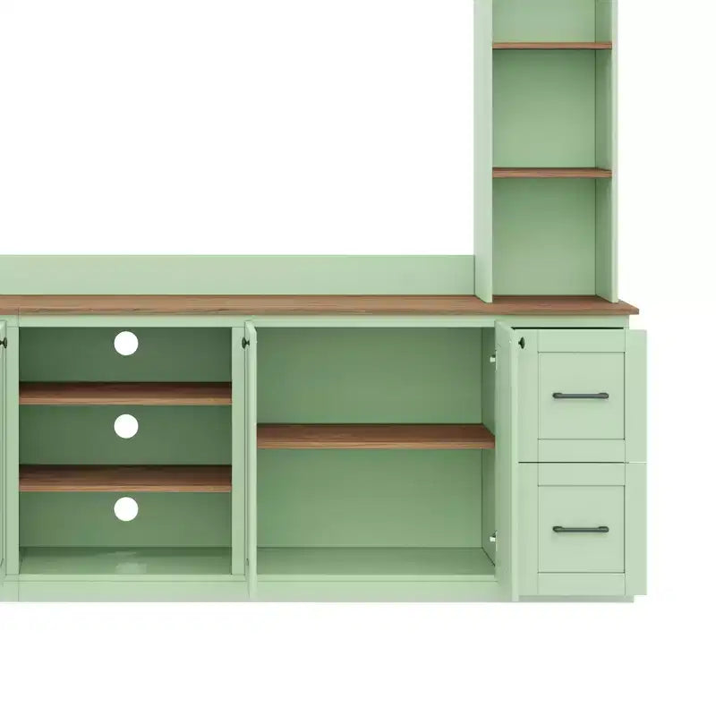ModernLuxe Mobile TV da Parete 4 in 1 per Stile Rustico, Adatto a TV Fino a 70 Pollici, Consolle Multimediale con Ripiani Regolabili e Cassetti