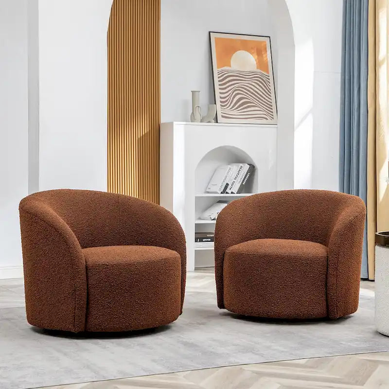 Poltrona girevole a barilotto imbottita KINWELL da 34 pollici (Set di 2)