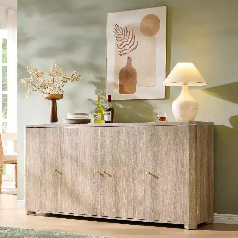 Credenza a Buffet da Cucina con 4 Ante e Ripiani, Credenza Moderna Grande, Mobile Contenitore per Bar Caffè da 66 Pollici