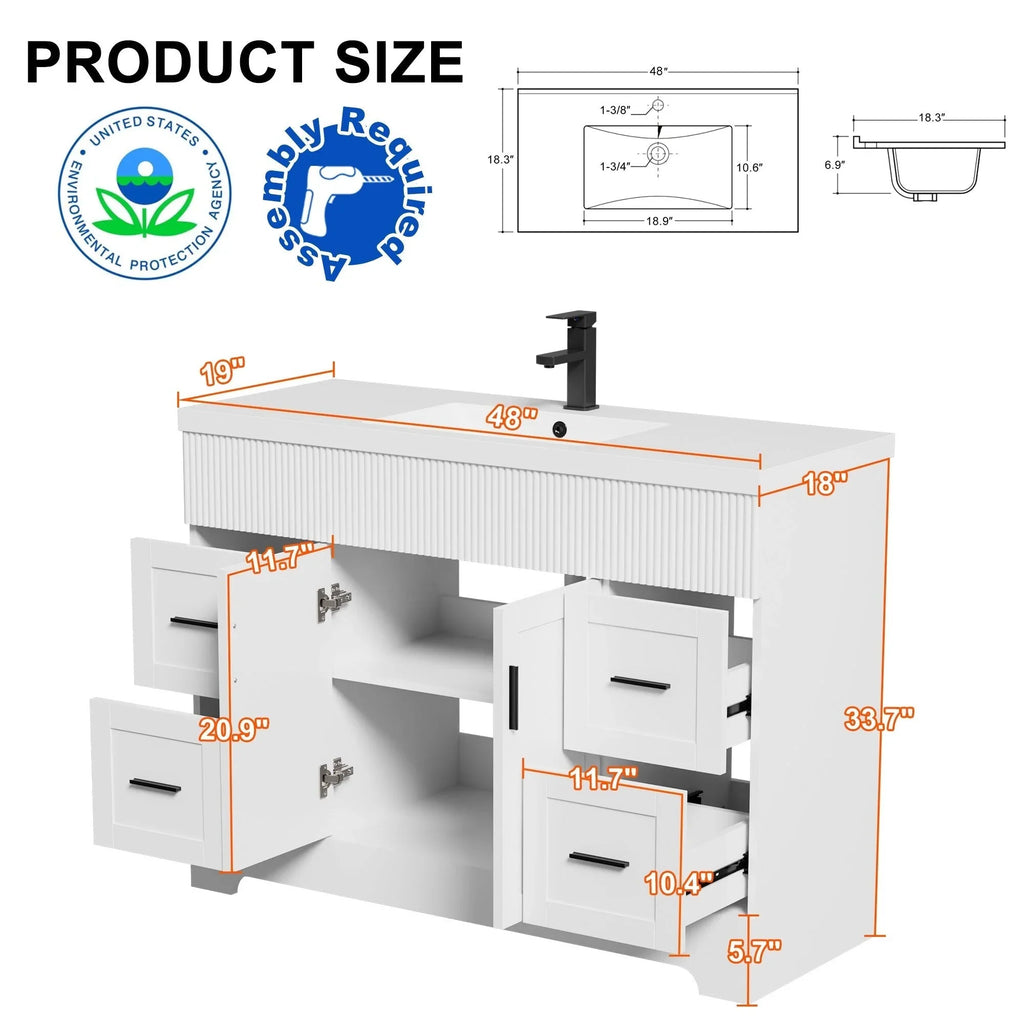 Mobile bagno 30/36/48 Wavy Line con lavabo e rubinetto