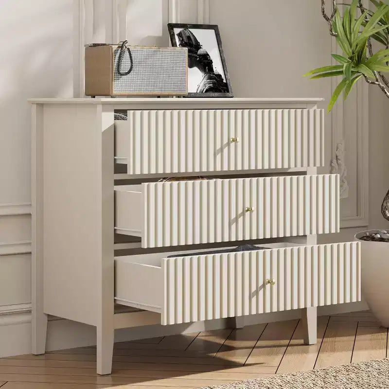 Cassettiera Heynemo a 3 Cassetti, Comodino in Legno Verniciato Alto 76 cm con Contenitore, Ampio Cassettone Moderno con Guide a Sfera