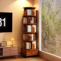 Chic Crate Libreria ad angolo girevole a 360° a 6 livelli con ruote, libreria stretta per piccoli spazi, marrone noce