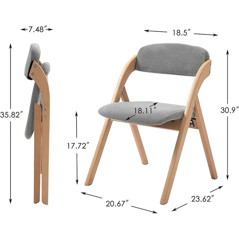 Sedie Pieghevoli Impilabili da Pranzo in Legno con Seduta Imbottita (Set da 4)