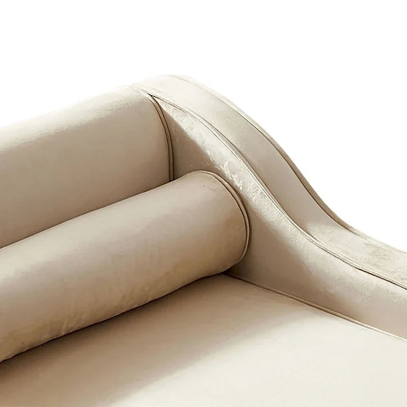 Sedia lunga da salotto francese elegante in velluto imbottito con cuscino e vano portaoggetti