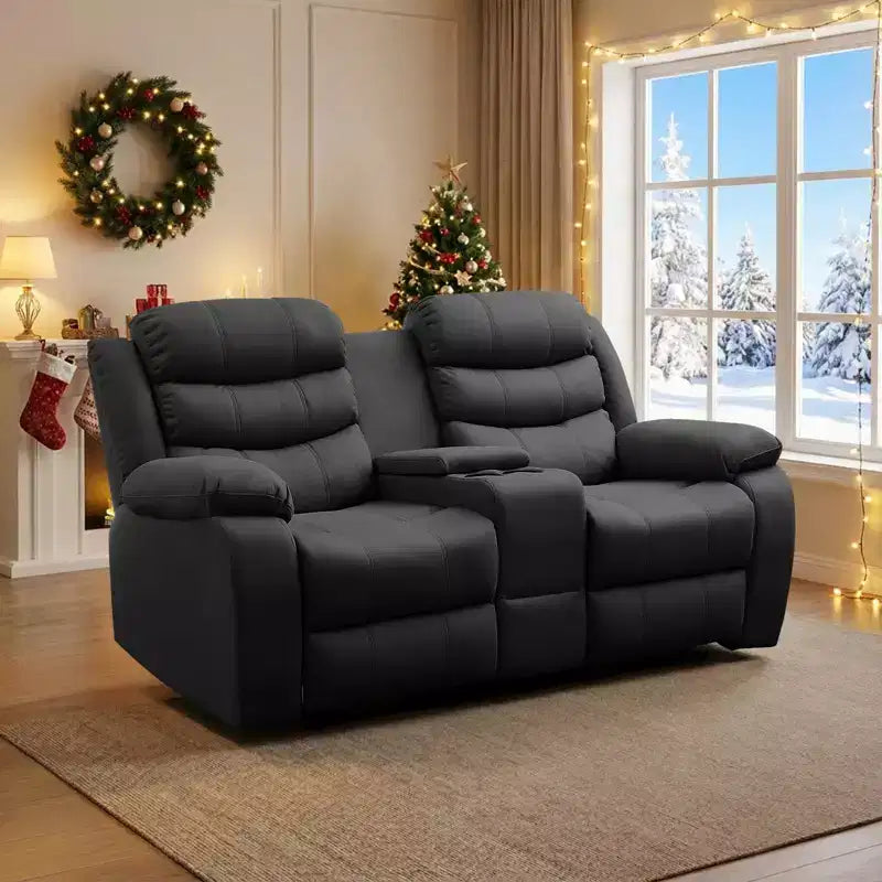Canapé inclinable 2 places en tissu technique beige/gris, dossier et repose-pieds réglables
