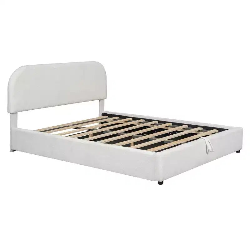 Letto imbottito queen size con contenitore sollevabile - Bianco