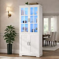 AMERLIFE Mobile Contenitore Alto 180 cm con Luci a LED, Grande Libreria con Ante in Vetro Acrilico