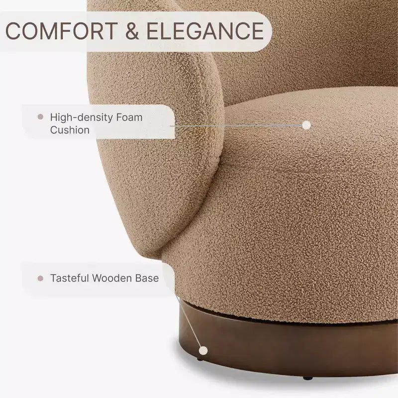 Poltrona a botte girevole imbottita Spruce&Spring con base in legno