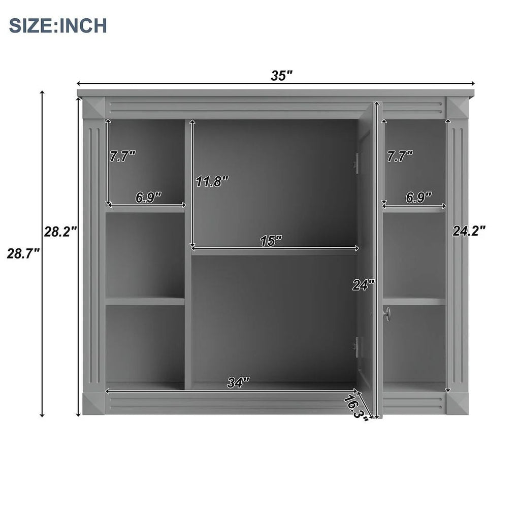 Mobile Bagno Moderno da 90cm con Lavabo Integrato e Specchiera, 2 Ante e 2 Cassetti