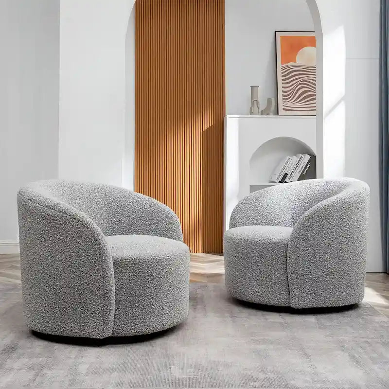Poltrona girevole a barilotto imbottita KINWELL da 34 pollici (Set di 2)