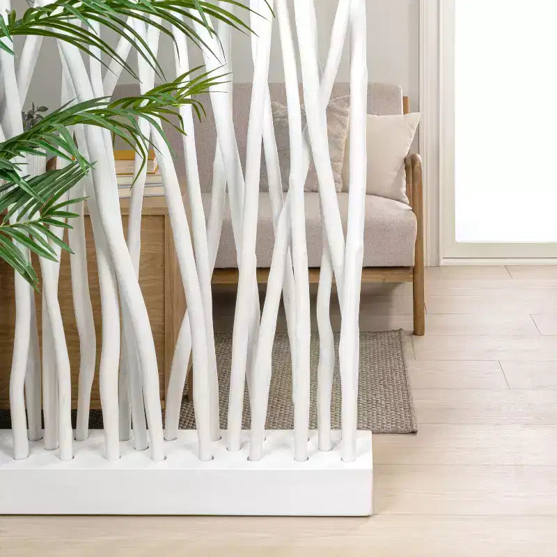 JONATHAN Y Tranquil 39W x 68H Divisorio per ambienti in pannello singolo con rami di teak costieri bohémien realizzati a mano