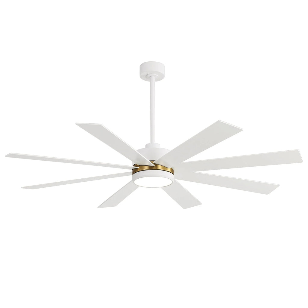 Ventilatore da soffitto nero da 65 pollici a 8 pale con luce LED e telecomando