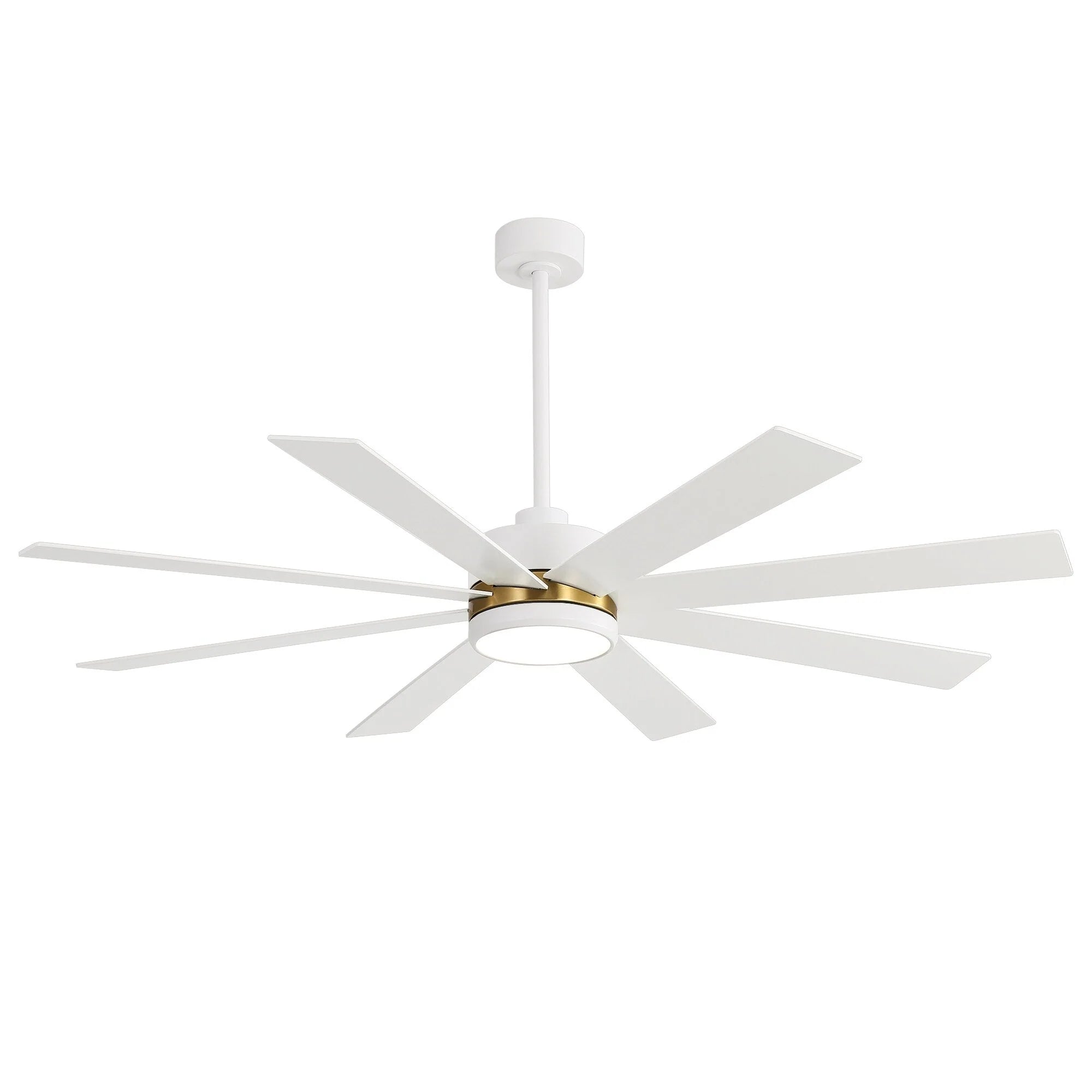 Ventilatore da soffitto nero da 65 pollici a 8 pale con luce LED e telecomando