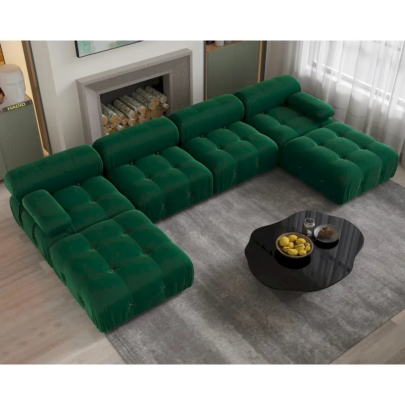 138 Divano componibile convertibile, Divani U-Shape in velluto minimalista