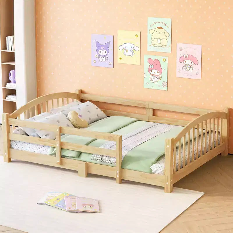 Luxystar Letto Montessori Matrimoniale a Profilo Basso con Sponde di Sicurezza e Testiera