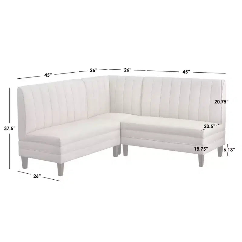 Lifestorey Set da Pranzo Banquette Kerrington con Schienale Canale, 4 Pezzi, Noce/Crema: Tessuto Effetto Lino, Tavolo con Piedistallo