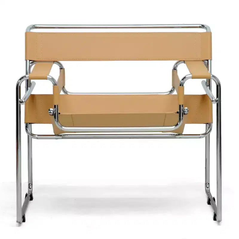 Baxton Studio Jericho Poltrona accent in pelle mid-century moderna marrone chiaro: finitura cromata, piedini antigraffio, completamente assemblata