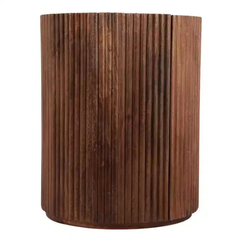 Tavolino Laterale Decorativo in Legno Scanalato con Piano in Marmo e Spazio Contenitivo - Piccolo Tavolino d'Appoggio per Arredo Camera da Letto o Soggiorno