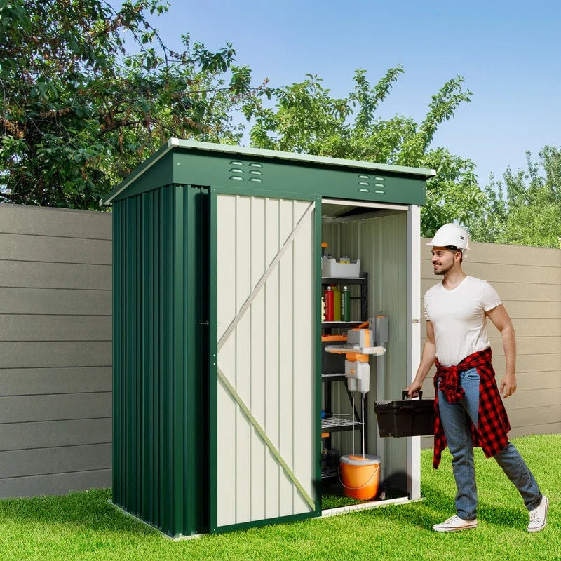 Casetta da Giardino in Metallo per Attrezzi da Esterno con Porta Lucchettabile per Mobili da Giardino e Attrezzi