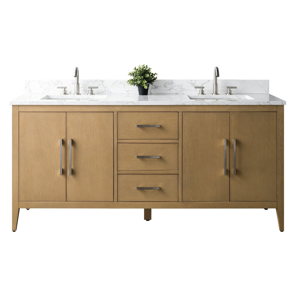 Mobile lavabo doppio Vanity Art 72 per bagno con piano in marmo composito