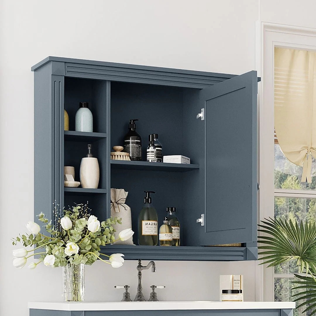 Mobile Bagno Moderno da 90cm con Lavabo Integrato e Specchiera, 2 Ante e 2 Cassetti