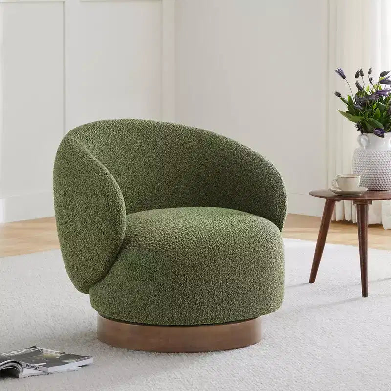 Poltrona a botte girevole imbottita Spruce&Spring con base in legno