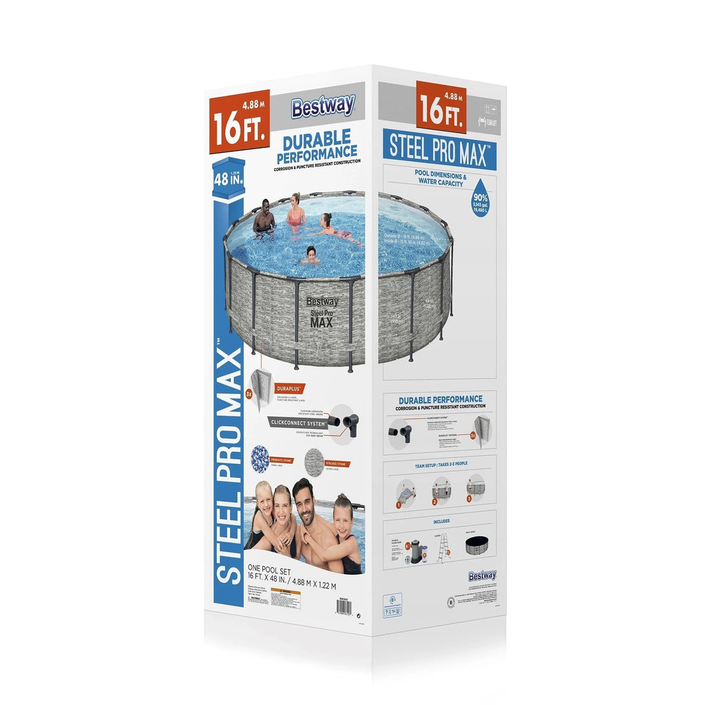 Piscina Fuori Terra Rotonda Bestway Steel Pro MAX con Pompa e Copertura