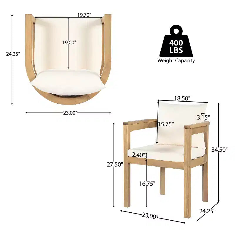 Christopher Knight Home Irene Set da pranzo da esterno rustico a 9 pezzi in legno di acacia con sedie con schienale curvo e cuscini