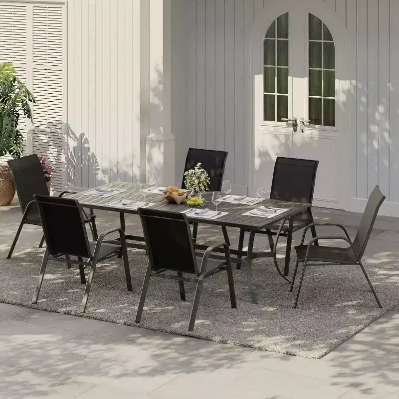 Sedie da patio, Set di 4/6 sedie da pranzo impilabili per esterni in textilene leggero per tutte le stagioni con braccioli per giardino, bordo piscina