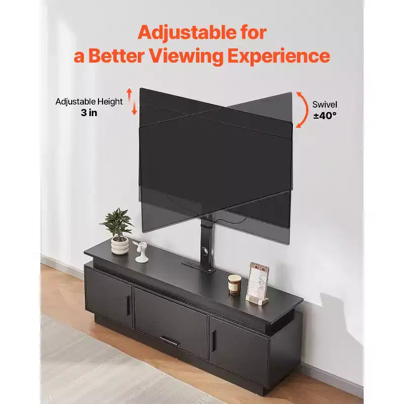 VEVOR Mobile TV 52" con Supporto per TV Fino a 75", Centro di Intrattenimento con Presa di Corrente, Regolabile in Altezza, Nero