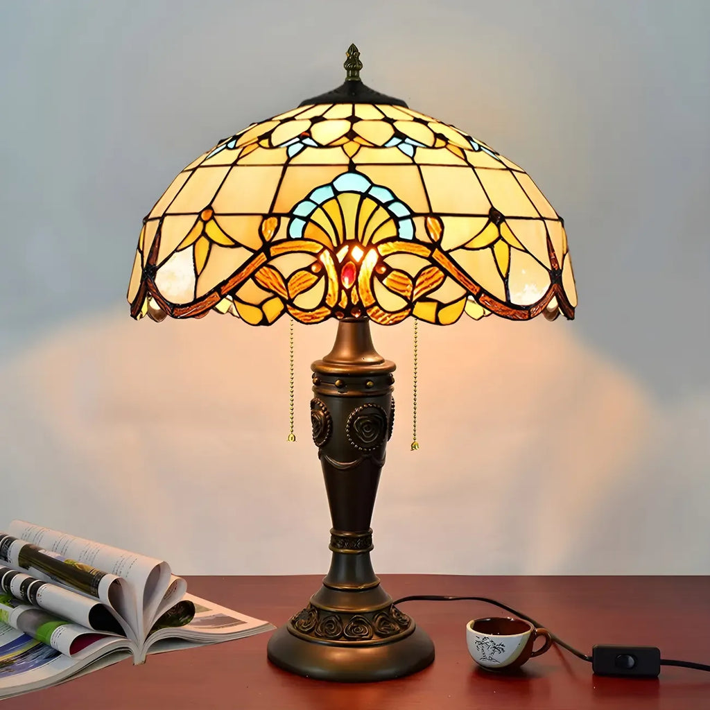 Lampada da tavolo HomeyFad a 2 luci, vintage, con cupola in vetro inossidabile