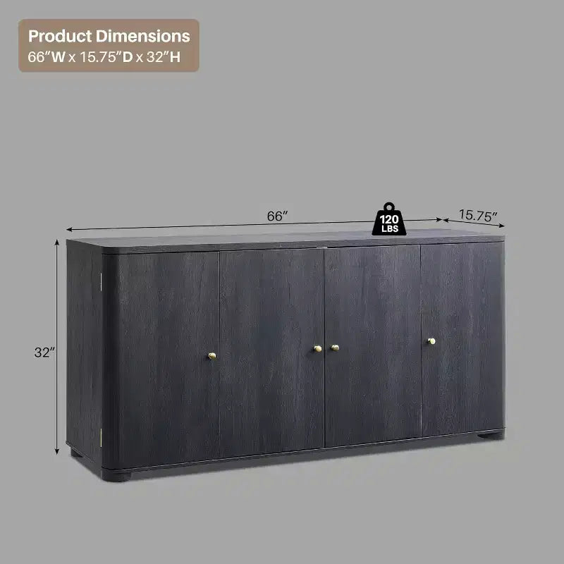 Credenza a Buffet da Cucina con 4 Ante e Ripiani, Credenza Moderna Grande, Mobile Contenitore per Bar Caffè da 66 Pollici