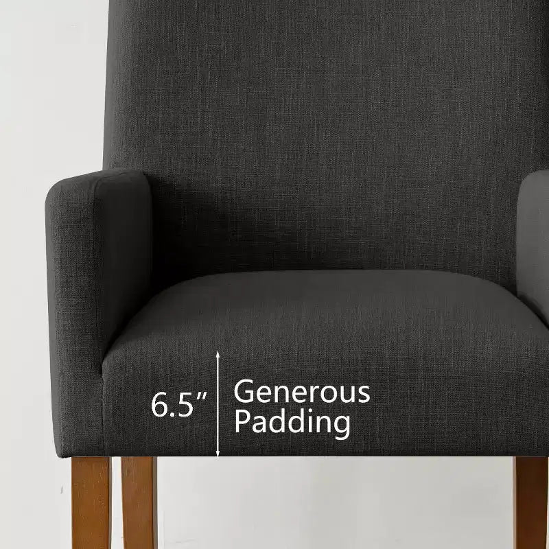 Set di 6 sedie da pranzo imbottite con braccioli, poltrone moderne in lino con gambe in legno, sedie occasionali per sala da pranzo, soggiorno - Panipeachy