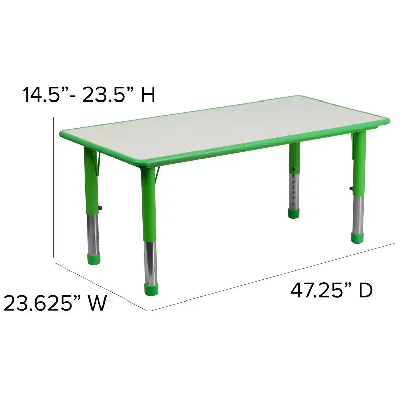 Set Tavolo Attività Rettangolare Regolabile in Altezza in Plastica Emma and Oliver 23.625"W x 47.25"L con 6 Sedie