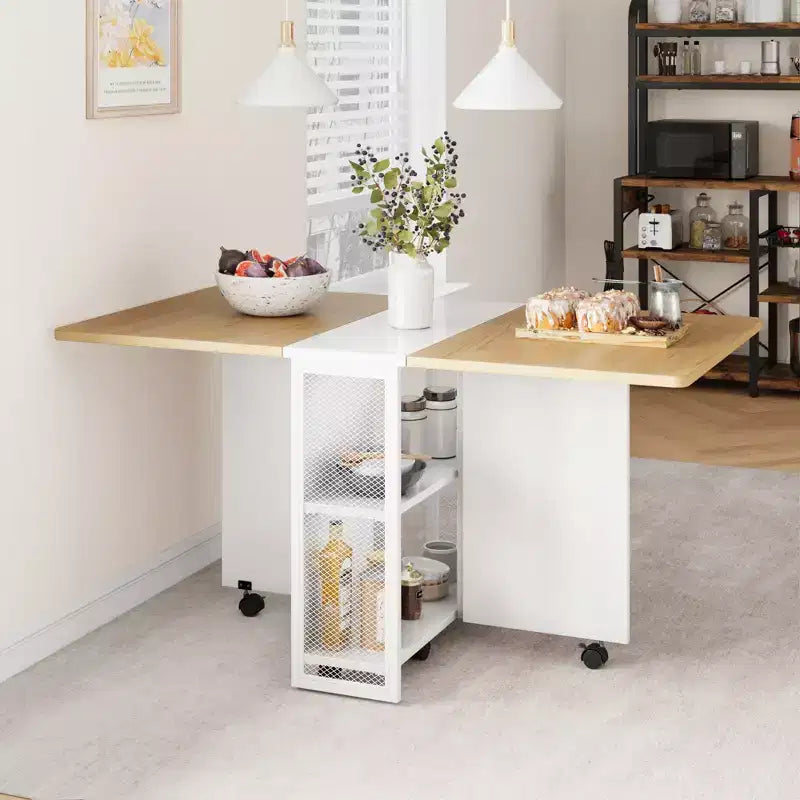 Table à manger pliante pour cuisine, table à manger peu encombrante, table de cuisine à rallonges avec 6 roulettes pour petits espaces