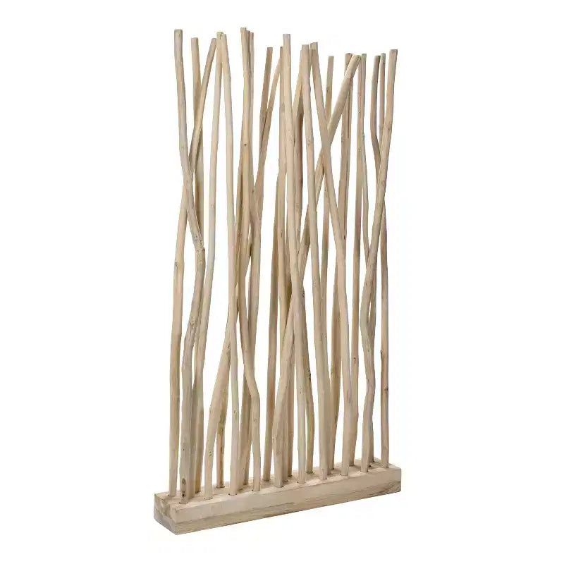 JONATHAN Y Tranquil 39W x 68H Divisorio per ambienti in pannello singolo con rami di teak costieri bohémien realizzati a mano