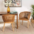bali & pari Mario Set di 2 sedie da pranzo in legno di teak con finitura marrone naturale e rattan, stile bohémien moderno