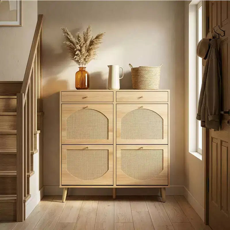 Scarpiera Karl Home con 2 cassetti e 4 ante a ribalta, in truciolato, 105 cm L
