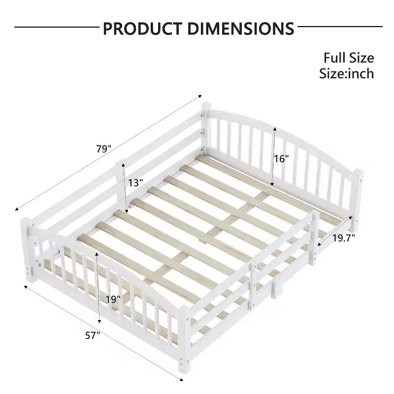 Luxystar Letto Montessori Matrimoniale a Profilo Basso con Sponde di Sicurezza e Testiera