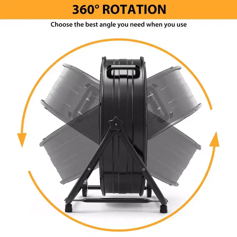 Ventilatore da Pavimento, Ventilatore Industriale - Ventilatore a Tamburo Robusto da 24 Pollici con 4 Velocità, Circolatore d'Aria in Metallo per Magazzino, Officina, Garage, Fabbrica, Cantina
