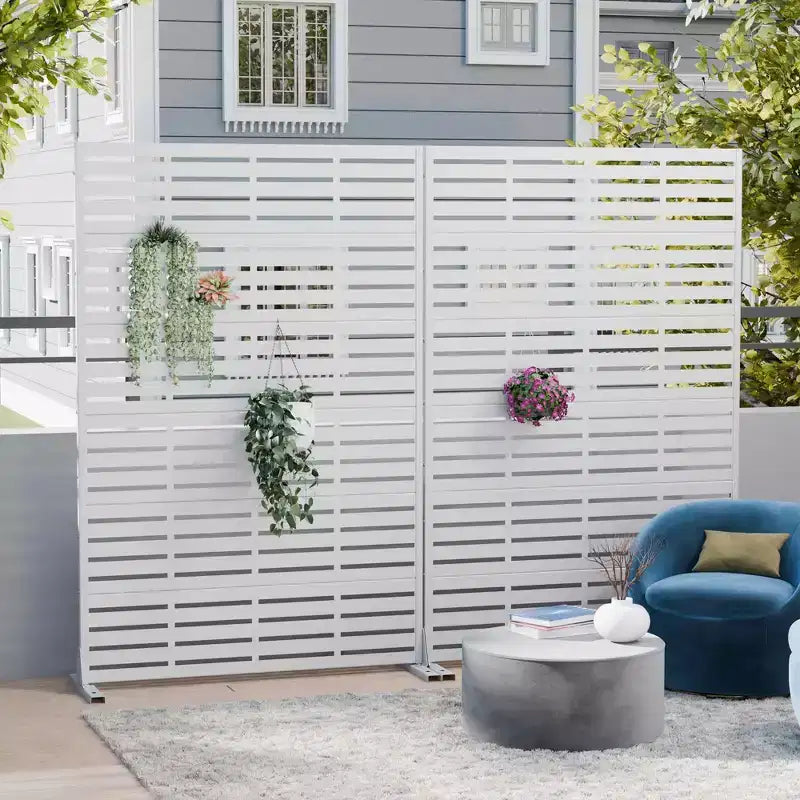 MAYEERTY 72x47 Pannello Paravento per Esterni Bianco Naturale, Set da 6 Pezzi Divisorio Pieghevole Naturale per Cortile e Giardino
