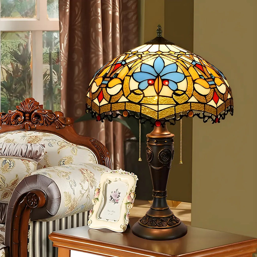 Lampada da tavolo HomeyFad a 2 luci, vintage, con cupola in vetro inossidabile