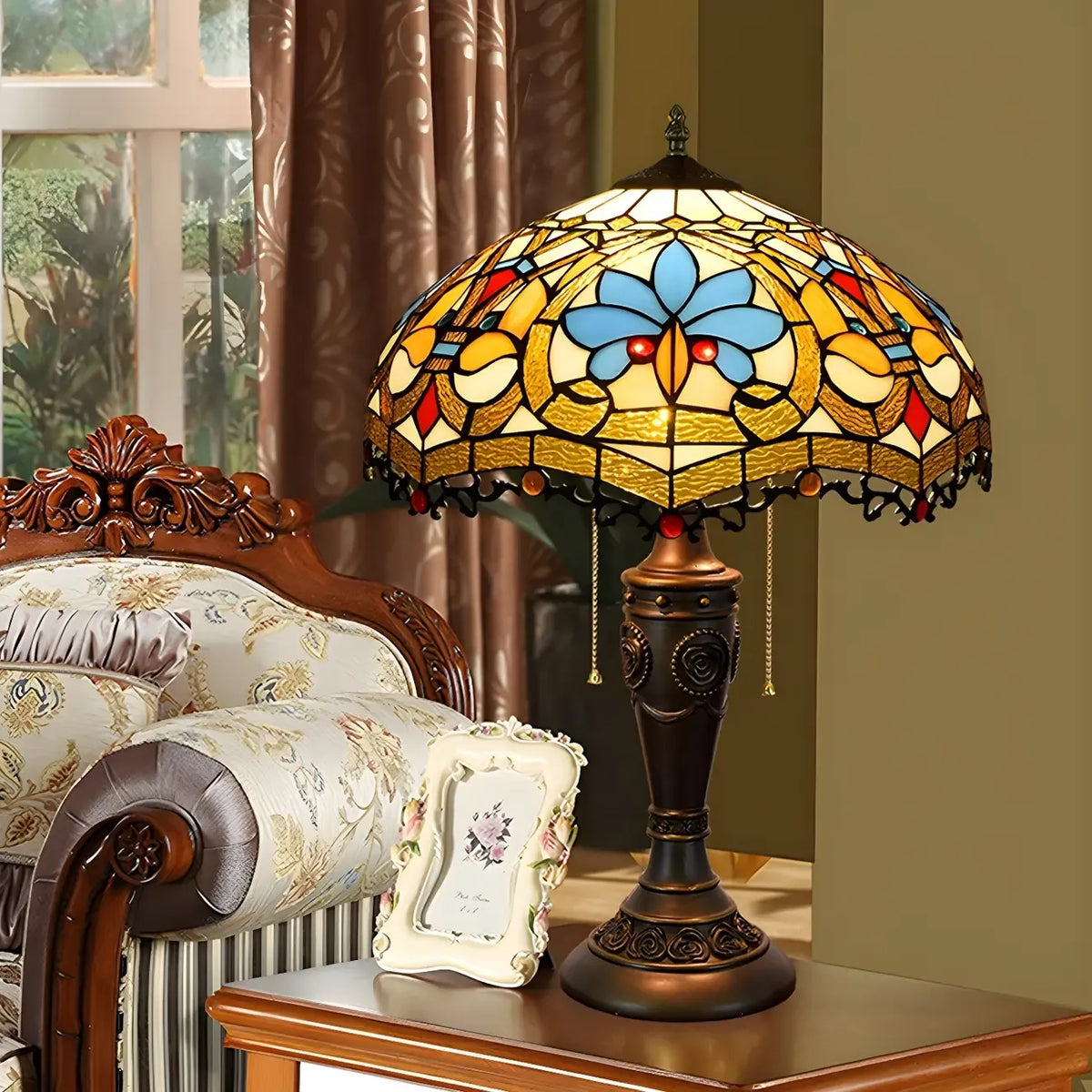 Lampada da tavolo HomeyFad a 2 luci, vintage, con cupola in vetro inossidabile