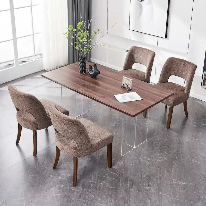 Set di 4 sedie da pranzo imbottite in tessuto