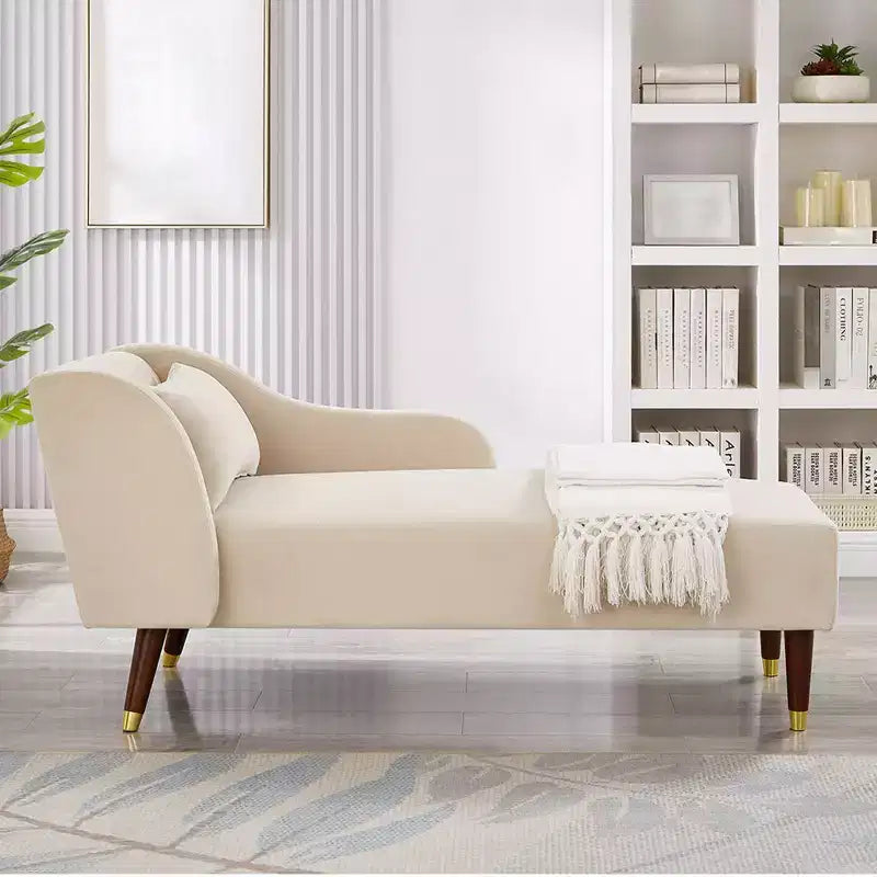 Chaise Longue Moderna in Velluto, Chaise Longue Imbottita con Bracciolo Curvo, Divano Letto per Camera da Letto, Ufficio, Soggiorno