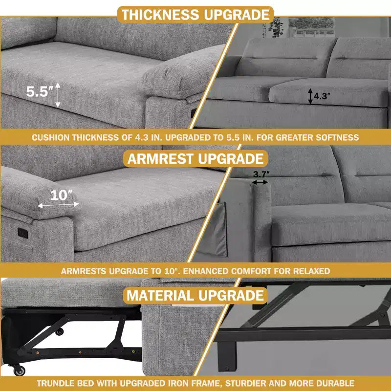 Dyonery Divano Letto Convertibile 3-in-1, Divano Letto Estraibile con Schienale Regolabile